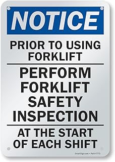 SmartSign 10 x 7 inch “Notice - Prior To Using Forklift Perform Forklift Safety Inspection At The Start of Each Shift†OSHA Sign, Digital Printing, 55 mil HDPE Plastic, Blue, Black and White