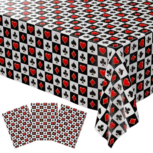 Image of Blue Orchards Casino Tablecover (Pack of 3) - XL 54 inchx108 inch - Immersive Casino Party Decorations, Poker Night Party Tablecloth, Vegas Themed Birthday Decor, Plastic Table Cover, Event Decoration