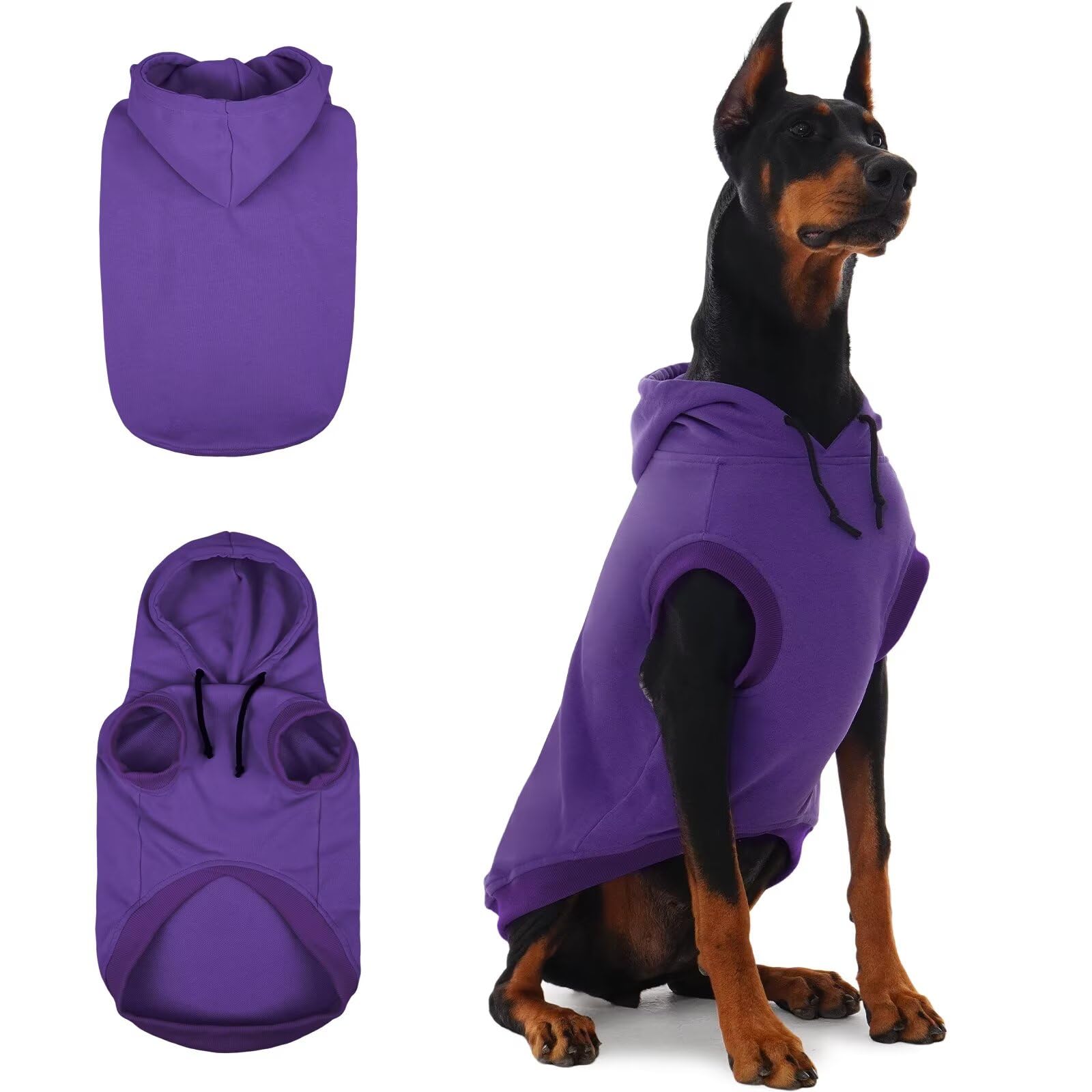 IECOii Dog Pullover Sweatshirt,Warm Dog Jumper Large Size Dogs,Handsome Large DogClothes Soft Dogs Sweatshirt With Hood,Hooded Jumper forDogs Boy Girl Pitbull Labrador,Purple,2XL(No Fleece Lined)