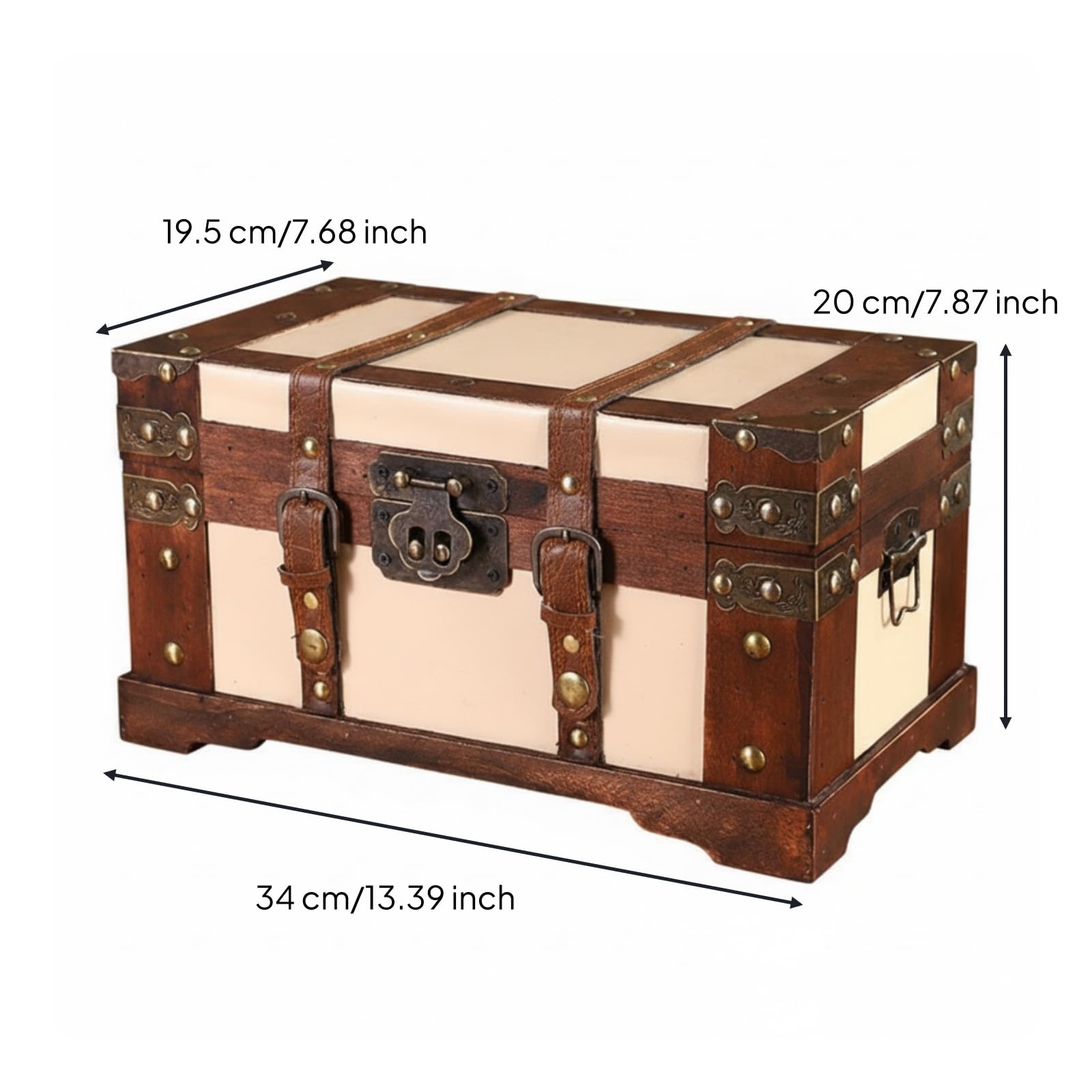 Scatola in Legno con Coperchio Retrò Scatola di Legno Invecchiato Forziere per Collezionisti, Tavolo, Bianco, Piccolo