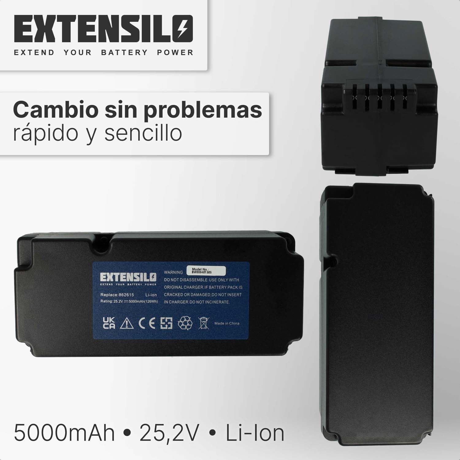 Batería Compatible con Smart G-Force SB1200 Robot cortacésped cortacésped 5000mAh 25,2V Li-Ion 126 WH