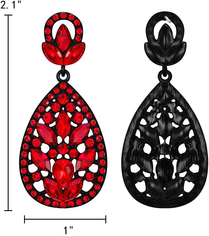 EleQueen Women's Wedding Bridal Austrian Crystal Bohemia Teardrop Chandelier Dangle Earrings - Image 5
