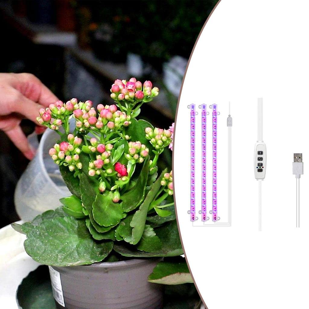 LED Plant Grow Light Auto On/Off Timer for Greenhouse Garden Indoor Plants 3-Head Red and Blue Four-Button Switch