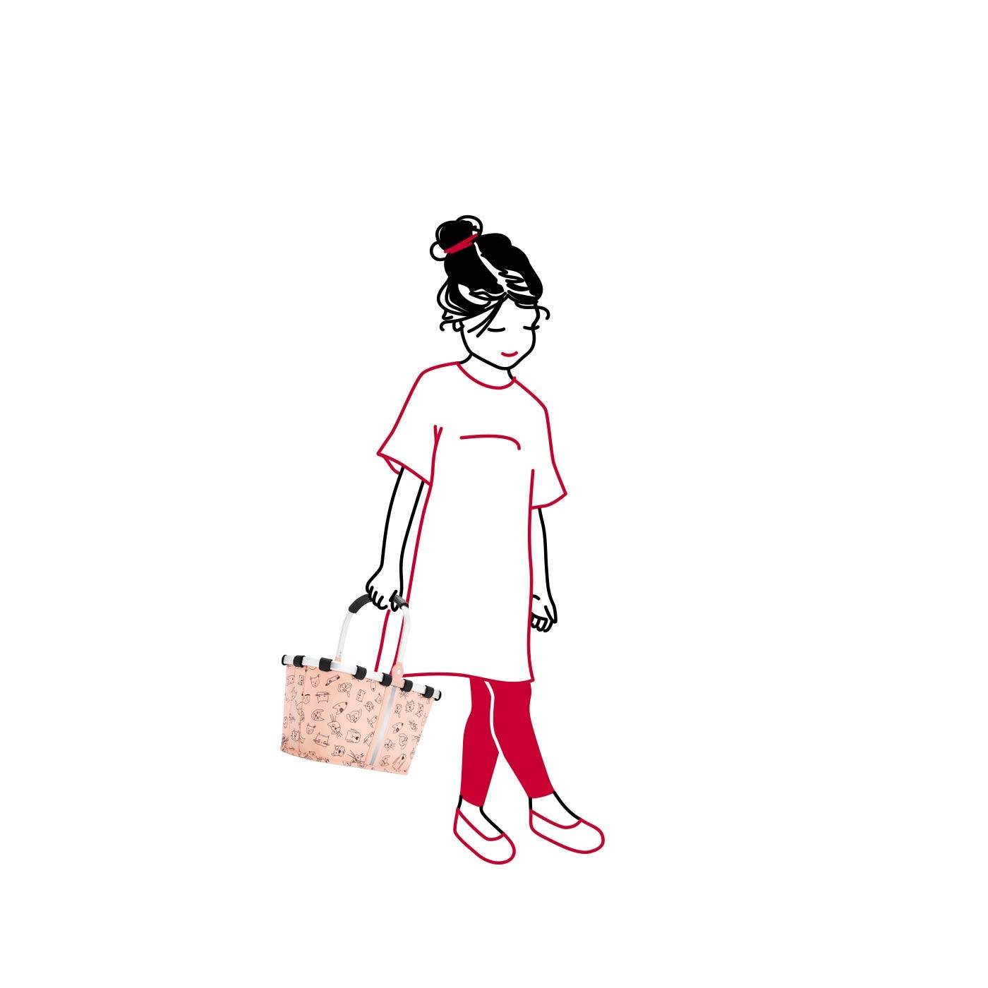 reisenthel carrybag XS kids – Stabiler Einkaufskorb XS im Kids Design mit praktischer Innentasche und reflektierenden Streifen – Namensschild auf der Innenseite - wasserabweisendes Design rose