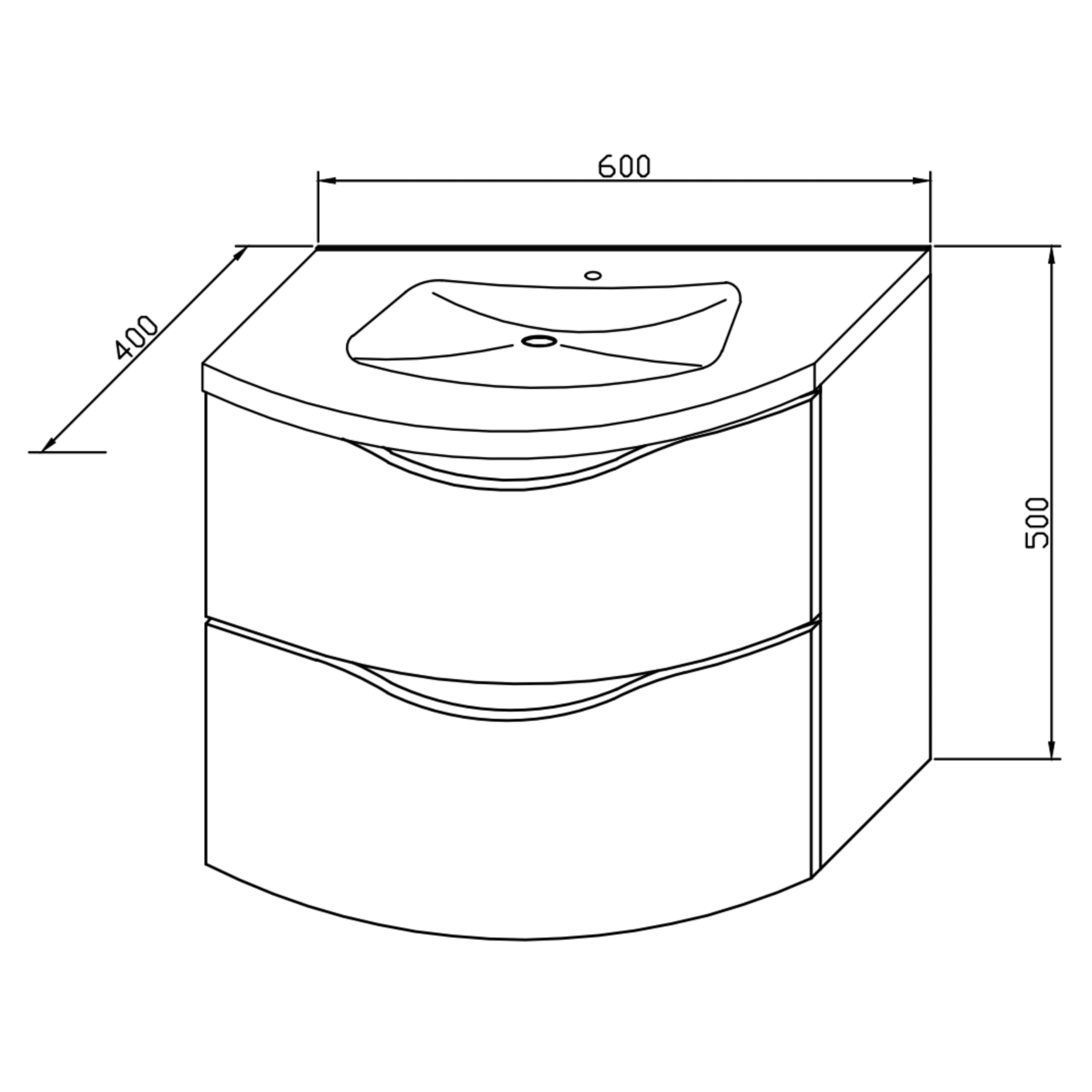 Meuble De Salle De Bain 60 cm avec Vasque en Fonte Minérale – 2 Tiroirs À Fermeture Amortie, Gain De Place, Idéal pour WC Invités, Golden Sand