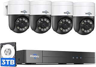[Human Tracking+3TB HDD] Hiseeu 4K PoE Security Camera System,CCTV Camera Security System 5MP Home Security Cameras, PTZ 270°Pan 90°Tilt,2-Way Audio,Remote Access,Night Vision 7/24 Record