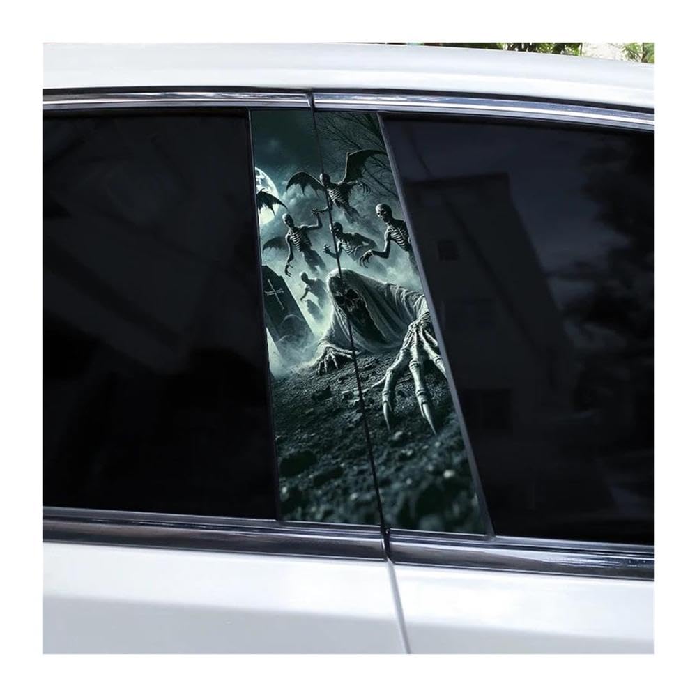Decorative Items 2pcs Grim Reaper Skull Stickers Car Door Pillar Stickers Decorative Center Pillar Stickers(K)