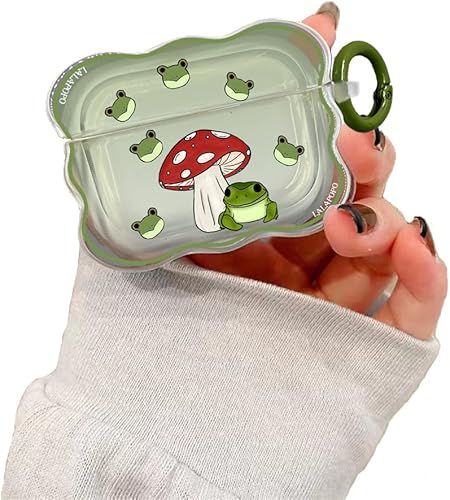 Funda compatible con Airpods Pro de rana, bonita funda con llavero para mujeres y niñas, funda protectora transparente de silicona suave Kawaii de