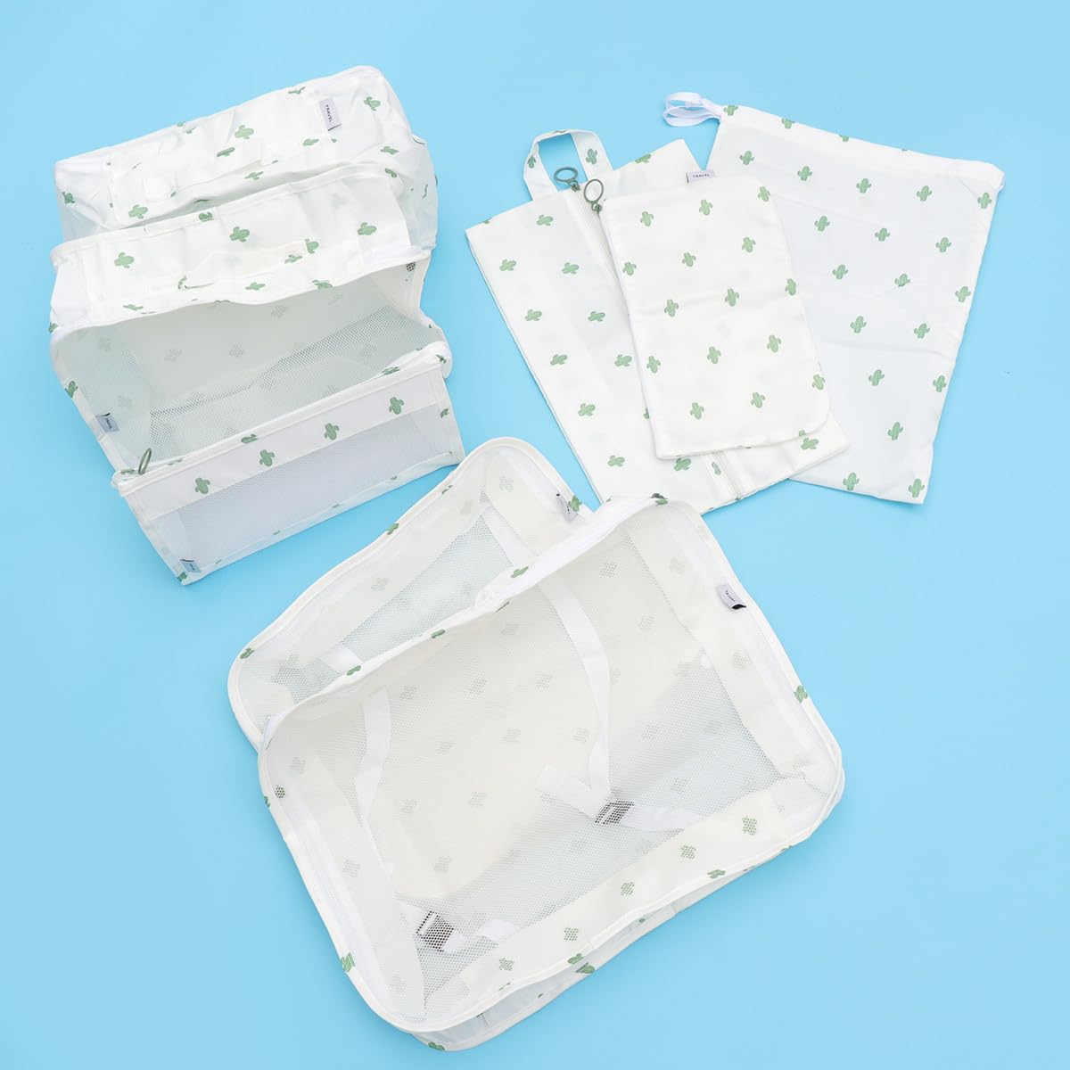 TEHAUX Set 8 Pezzi Sacchetti Salvaspazio Valigia Leggero Cerniera Organizer per Vestiti da Viaggio Pratico per Impiego in Valigia