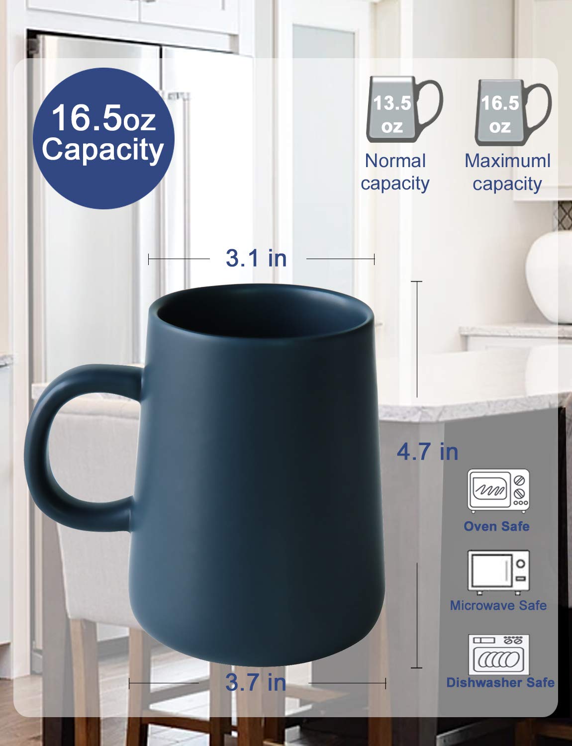 com-four® 4x tazze da caffè in ceramica - tazze da caffè dal design moderno - caffettiera per