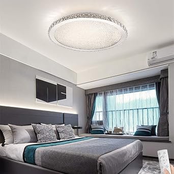 Crystal Round LED Flush Mount Ceiling Light Luxury Modern Close to Ceiling Light Indoor Chandelier Lighting Fixture for Living Room Bedroom Dining Room Restaurant 8, Stepless Dimming
