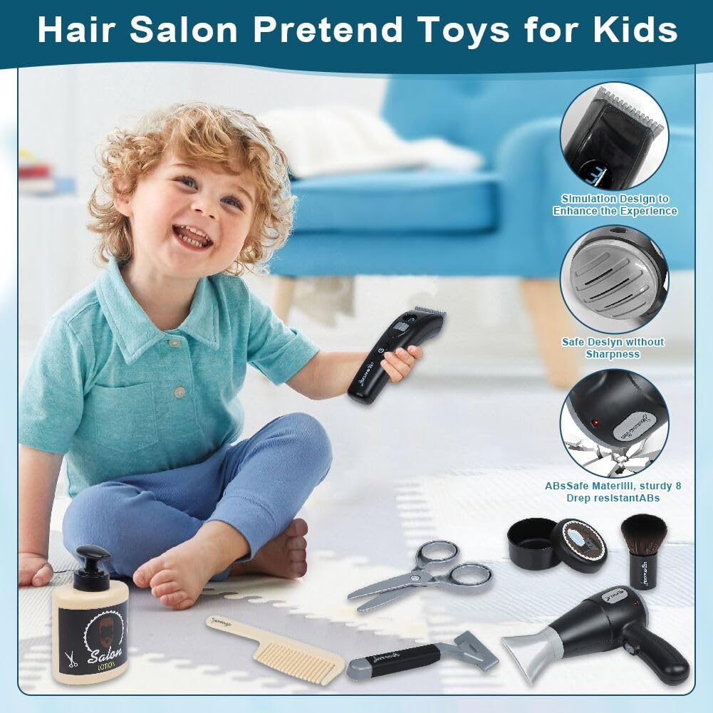 Hairdresser Role Play Set,Role Play Toys for 3 4 5 Year, Pretend Play Hair Salon Set, Kids Hairdressing Set Boys - Image 2