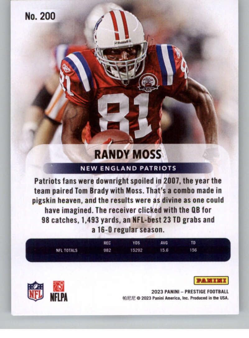 Amazon.com: 2023 Panini Prestige #200 Randy Moss NM-MT New England