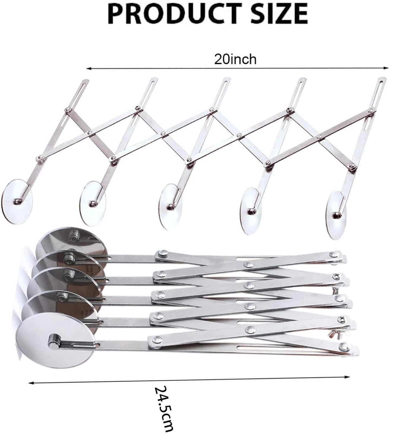 Cortador de Masa Acero Inoxidable 5 Ruedas Corta Pizzas Set para Hornear