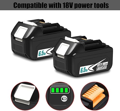 Miniatura 4 de Paquete de 2 baterías de alta capacidad de 18 V 6.5 Ah para Makita 18 V, 6 Ah, 5 Ah, 4 Ah, 3 Ah, batería BL1850B BL1850B BL1815 BL1830B BL1835