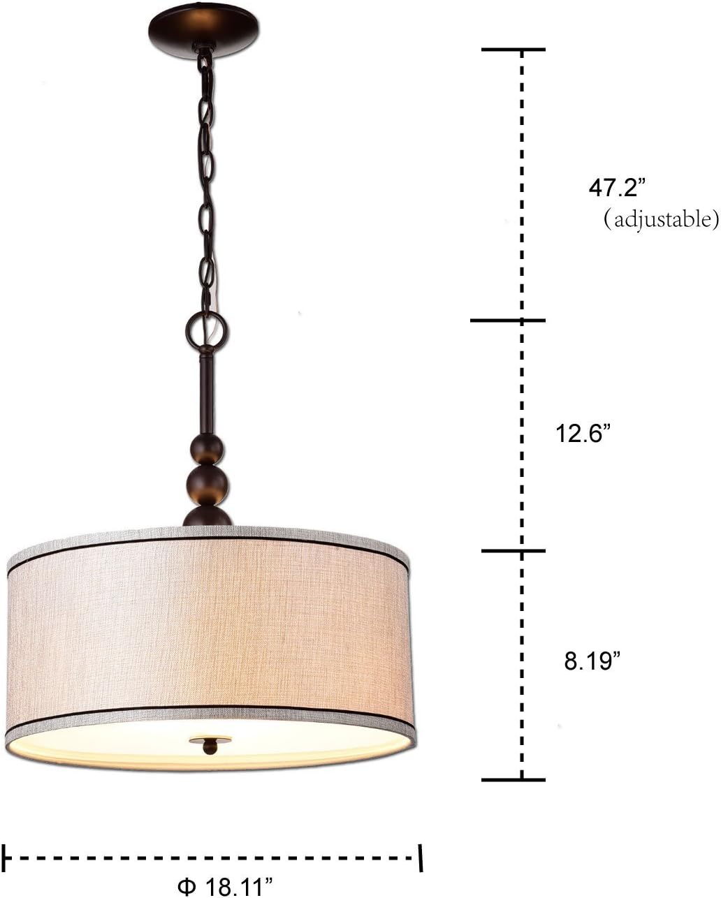 Bеѕt Cуbеr Mоndау 🔥 YOBO Modern Gray Drum Chandeliers 3-Light Fabric Shade Pendant Light Fixture