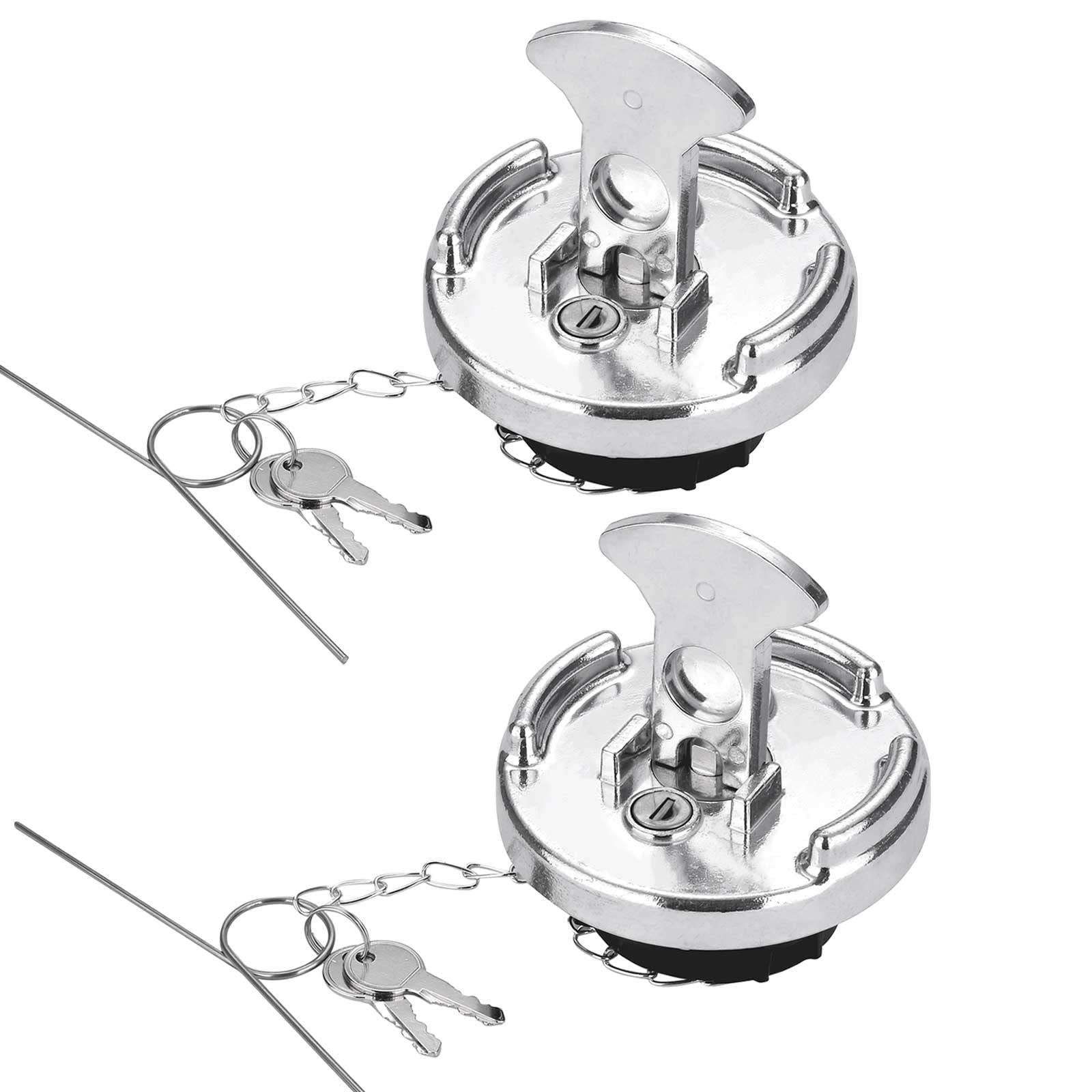 Nakuuly Locking Vented Diesel Fuel Cap 4inch 2Pcs Compatible With Peterbilt 386 387 579 587 1972-2017 Semi Trucks Aluminum Lever Style Truck Fuel Tank Cap with 4 Keys