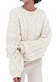 Womens Sweaters Fall 2025 Cable Knit Long Sleeve Crewneck Oversized Sweater Chunky Pullover Loose Outfits