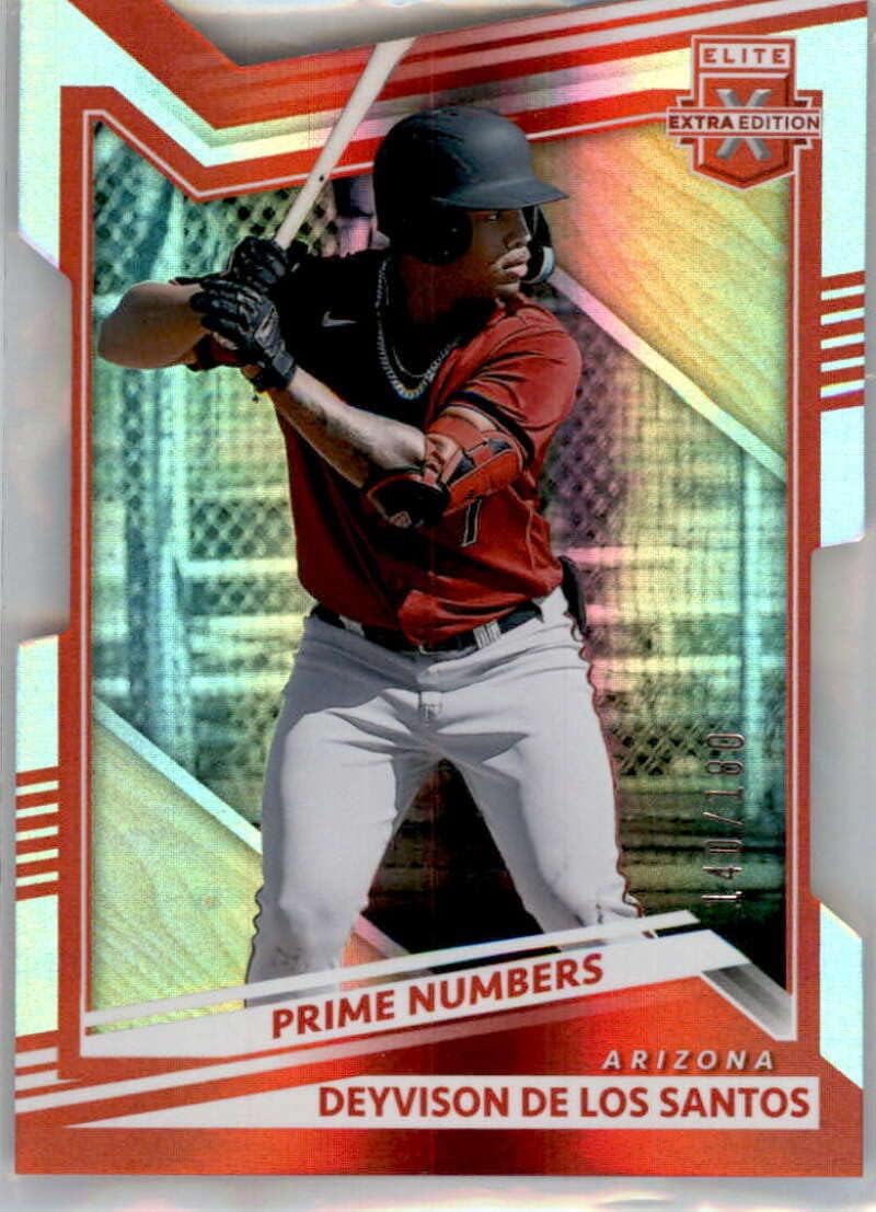 2022 Panini Elite Extra Edition Prime Numbers C Die-Cut #109 Deyvison De Los Santos SER/180 Arizona Diamondbacks Official Pre-MLB Prospect/Draft Baseball Card in Raw (NM or Better) Condition