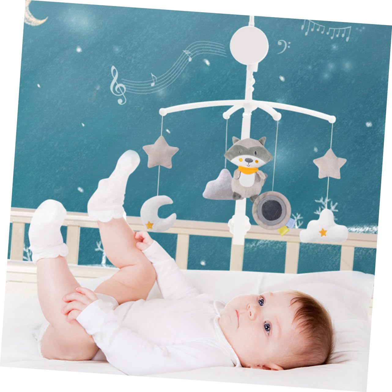 Ornement de Berceau Rotatif Musical en Plastique pour Bébé | Pendentif de Berceau, Accessoire de Chambre D'garçon et Filles, Présent Naissance et Baby Shower