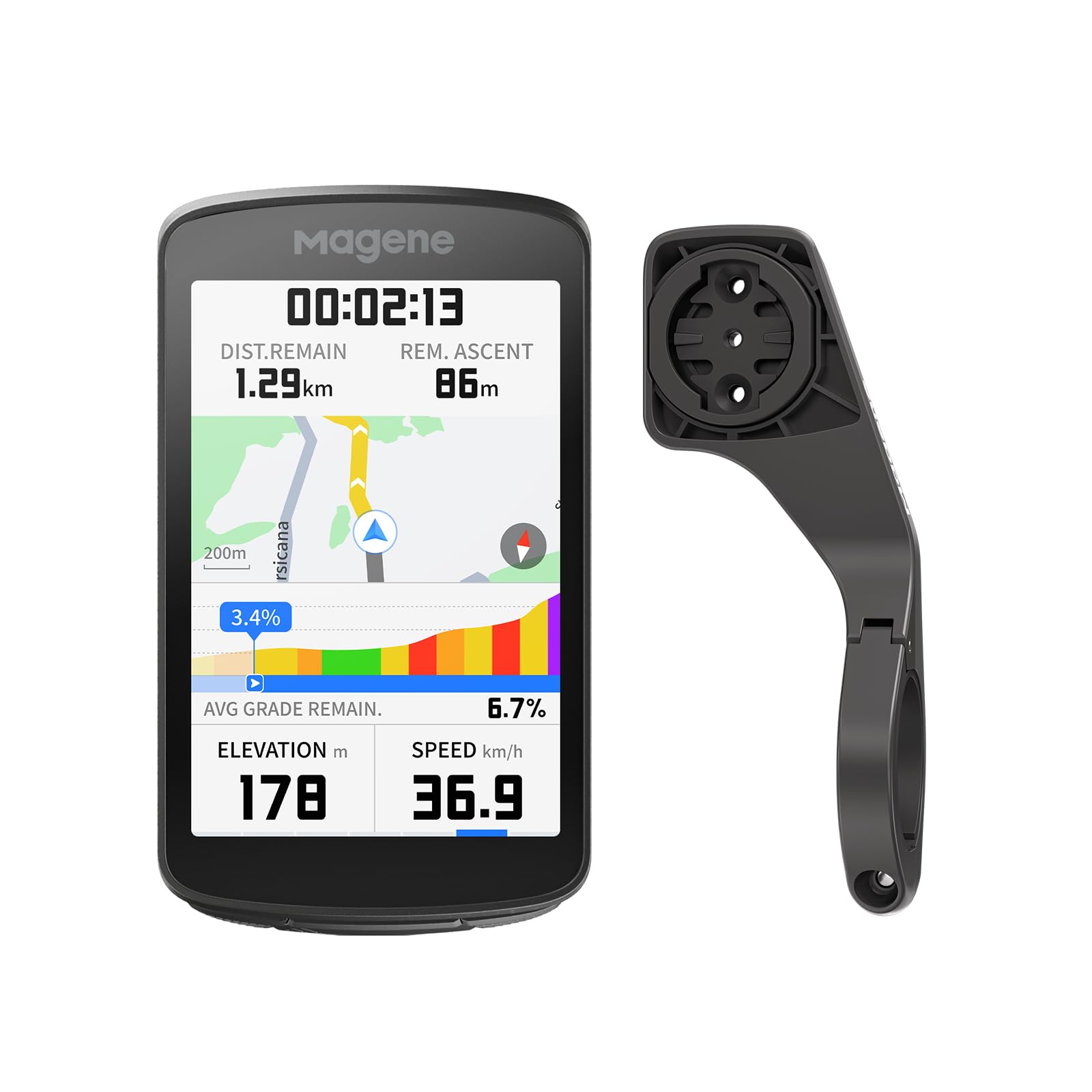 Magene C706 Compteur GPS Vélo avec Support Avant Aero Dynamic | Écran Tactile Couleur 3,3", Navigation Cartographique Virage par Virage, ANT+ & Bluetooth