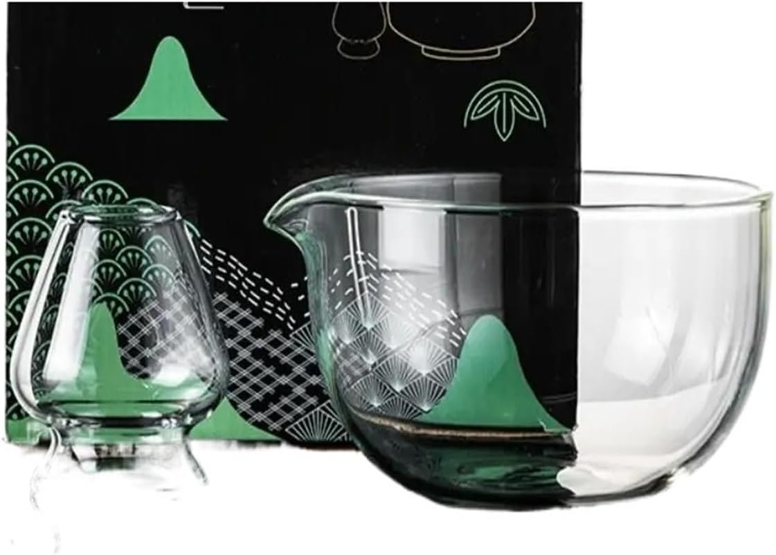 Textured Matcha Bowl Glass Reusable Making Kit With Pouring Spout Whisk Set Tea Lovers(Light gray)
