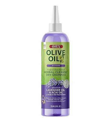 ORS Aceite de oliva Braidzone Herbal Cleanse Dry Shampoo con lavanda y aceite de acai para nutrición, 8 onzas