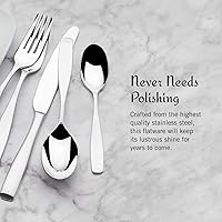 Vista 6 de Mikasa Satin Loft Juego de cubiertos de 65 piezas para 12, cubiertos de acero inoxidable 18/10 con tenedores, cuchillos, cucharas y utensilios
