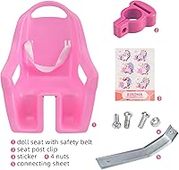 Vista 2 de Asiento de bicicleta de muñeca para niñas, silla de muñeca de bicicleta para bicicletas de 12 a 20 pulgadas, se adapta a muñecas American Girl, rosa