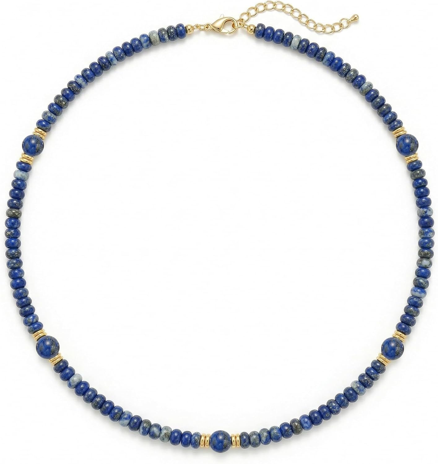 Angelstones Disc Bead Choker Necklace for Women, Gold Plated Beach Jewelry | Handmade Natural Gemstone Heishi Necklace for Women, Dainty Boho Western Clavicle Adjustable Chain for Summer Vacation