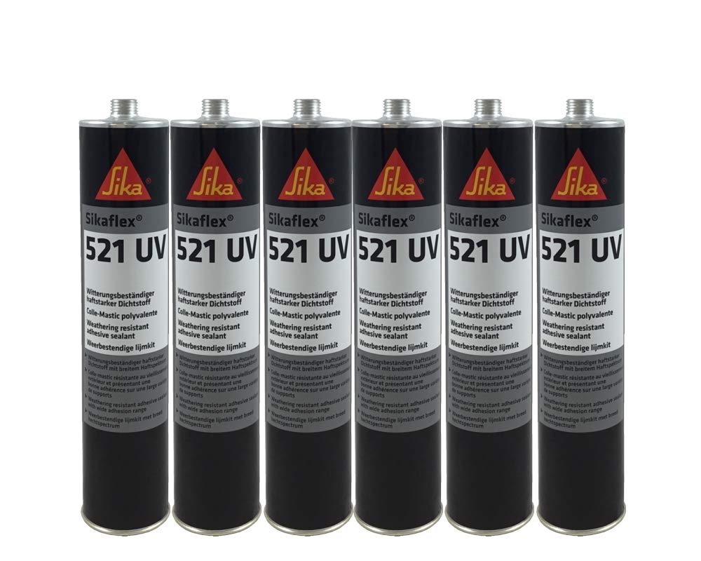 Sparset 6x Sikaflex 521-UV Hybriddichtstoff Wohnwagendichtmasse 300ml Hellgrau