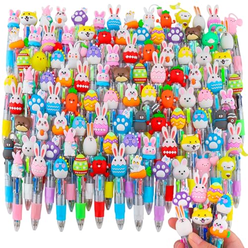 Image of CZWZ 120Pcs Mini Multicolor Pens in One 4-in-1 Cute Pens Bulk, Ballpoint Pen for Birthdays and Parties, Fun Gifts Assorted Ink Kawaii Pen(Easter)