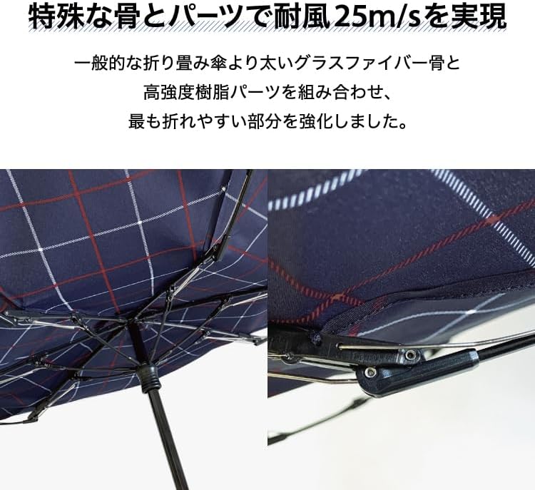 Wpc. 耐風 折りたたみ傘 WIND RESISTANCE FOLDING ブラック 雨傘 65cm レディース メンズ 晴雨兼用 大きい 26m/s 風に強い おしゃれ UX003-900-002