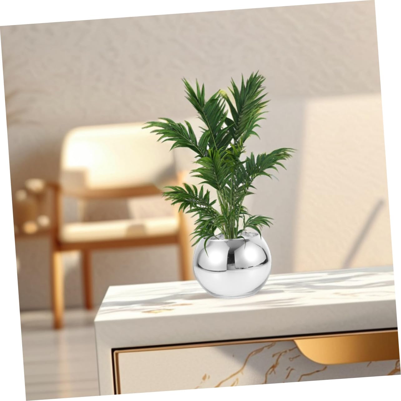 2 Stück Runde Glasvasen aus Robustem Glas in Silber für Hydrokulturelle Pflanzen und Blumen Moderne Dekoration für Haus und Büro Elegante Tischdeko