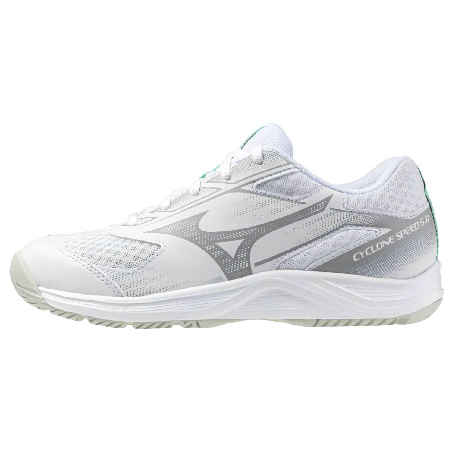 Mizuno Cyclone Speed 5 Jr. Blanco/Negro/Esmeralda congelada