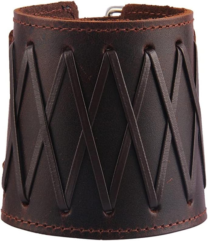 Simple Personality PU Leather Arm Cuff Wrist Protector Gauntlet Bracer for Women Men Gift(White-Patch Five-Pointed star4)