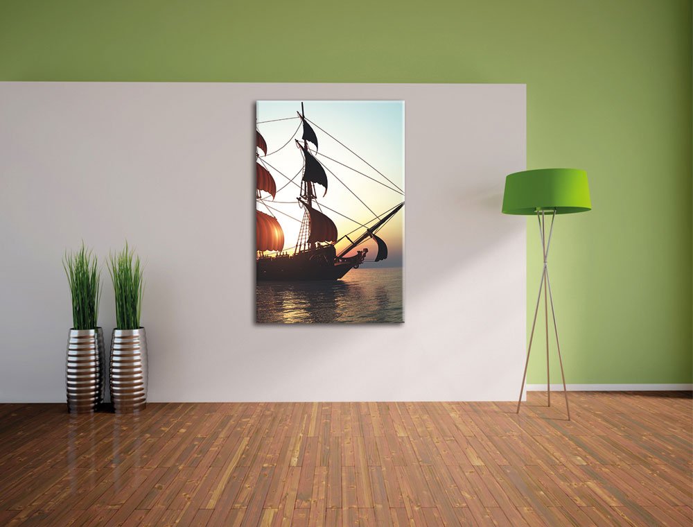 Vecchia nave a vela, formato: 120 x 80 cm su tela, XXL immagini giganti già incorniciate con cornice, stampa artistica da parete con cornice, più conveniente di dipinti o pittura a olio, nessun poster