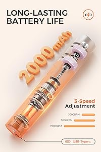 LEFUGO Electric Knife Sharpener, 3 Speed Max 7000RPM Handheld Sharpener for Kitchen Knives, Electric Knife Sharpening Tool of Portable Cordless Rechargeable 2000mAh (Orange)