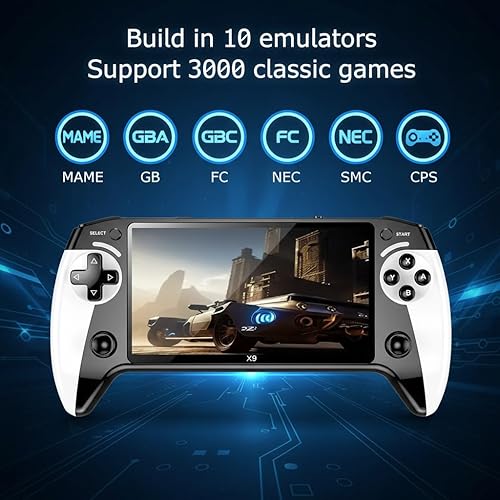 Miniatura 3 de X9 - Consola de juegos retro de más de 20000 juegos, palo de mano con pantalla de 5.5 pulgadas, almacenamiento expandible, salida de TV y diseño