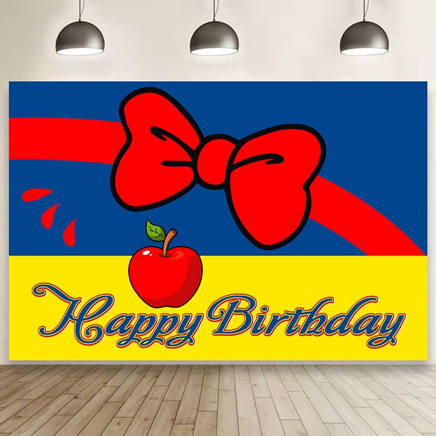 White Girls Princess Birthday Decorations,Girls Princess Happy Birthday Banner Backdrop for Kids Party Supplies (5x3ft)