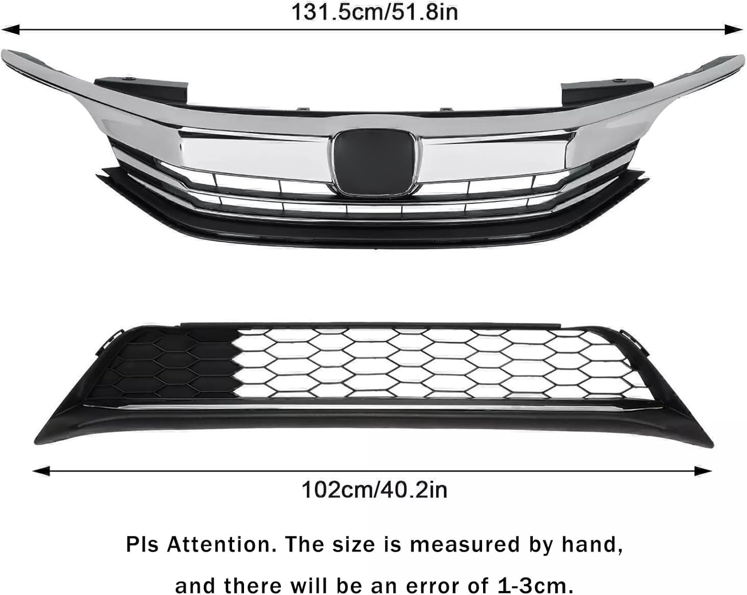 Front Bumper Upper & Lower Grille Fit For 2016 2017 Honda Accord Sedan 4-Door Front Grille Assembly Replacement For HO1200229, HO1036126