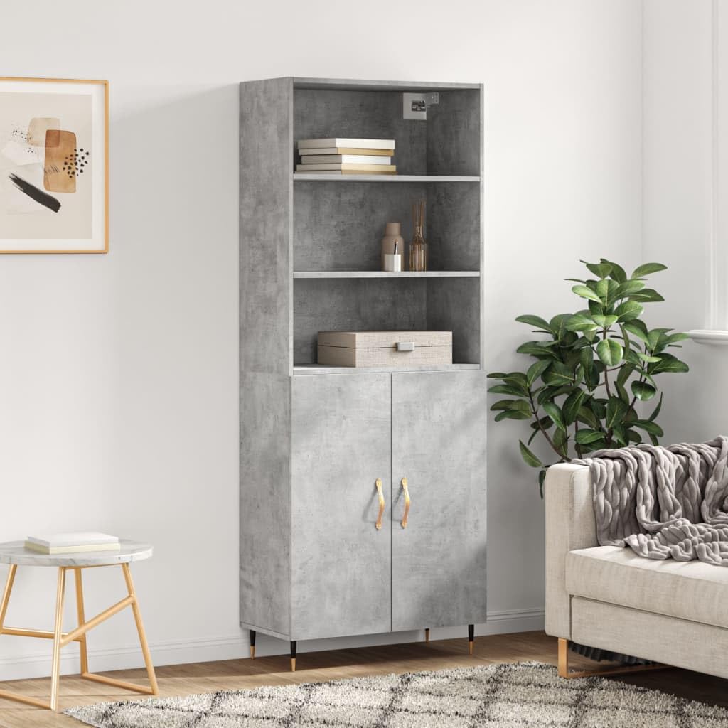 Mueble alto gris hormigón de alta calidad con patas metálicas