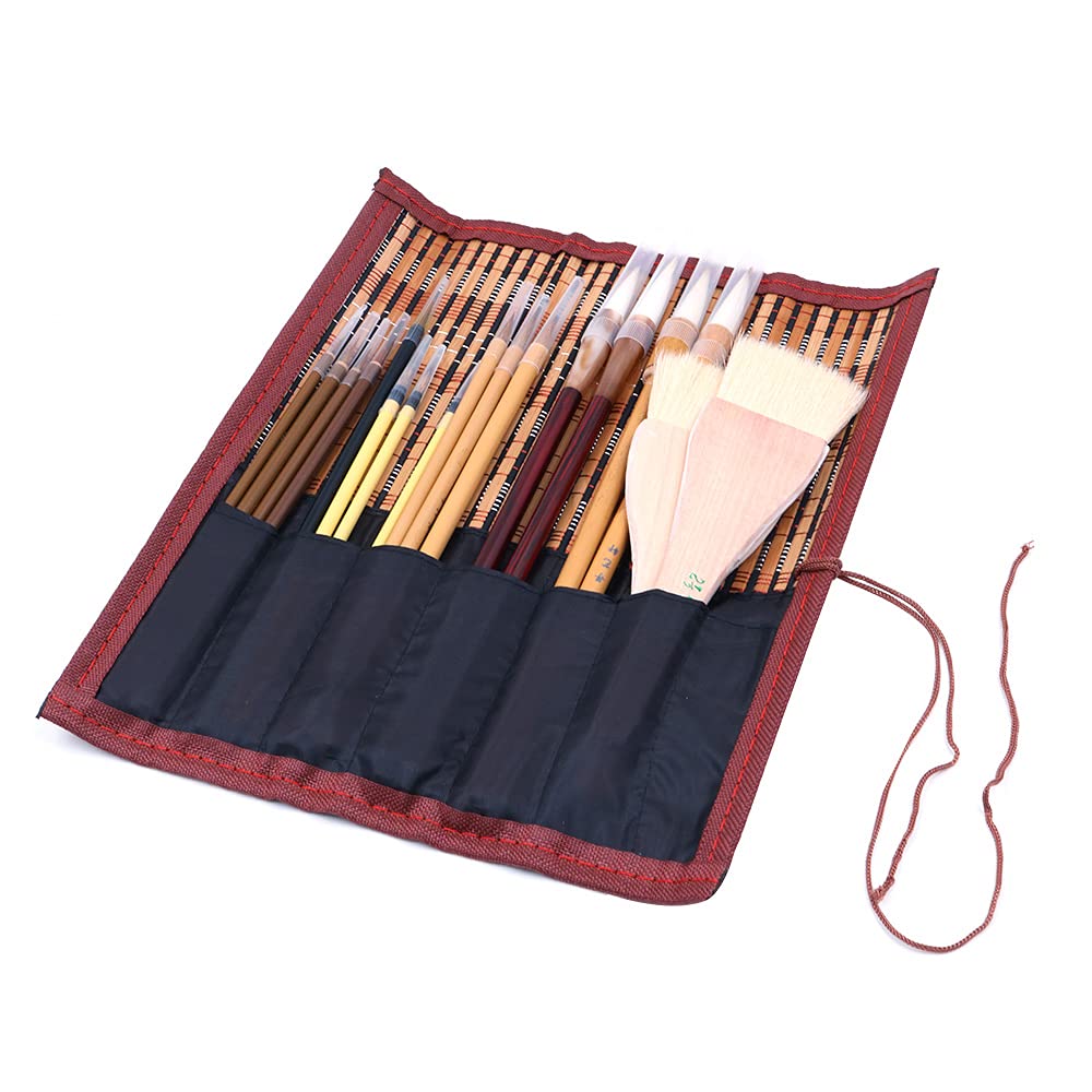 Lot 18 Pinceaux Calligraphie Chinoise & Japonaise Sumi - Set Complet Avec Sac De Rangement, Tailles Variées Pour Débutants Et Pros