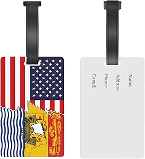 Flag Map of New Brunswick and America Luggage Tags for Suitcases Travel Tags ID Labels for Women Men Travel Bag Luggage Accessories
