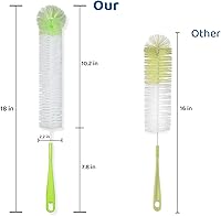 Vista 2 de LiKee Cepillo de limpieza de botellas superlargo de 18 pulgadas, limpiador extra grande de 2.5 pulgadas de ancho, cepillo flexible de mango largo