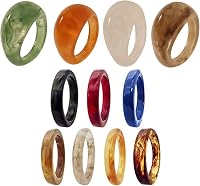 PPX 11PCS Chunky Resin Stackable Rings Set - Colorful Aesthetic Trendy Cute Dome Rings for Women