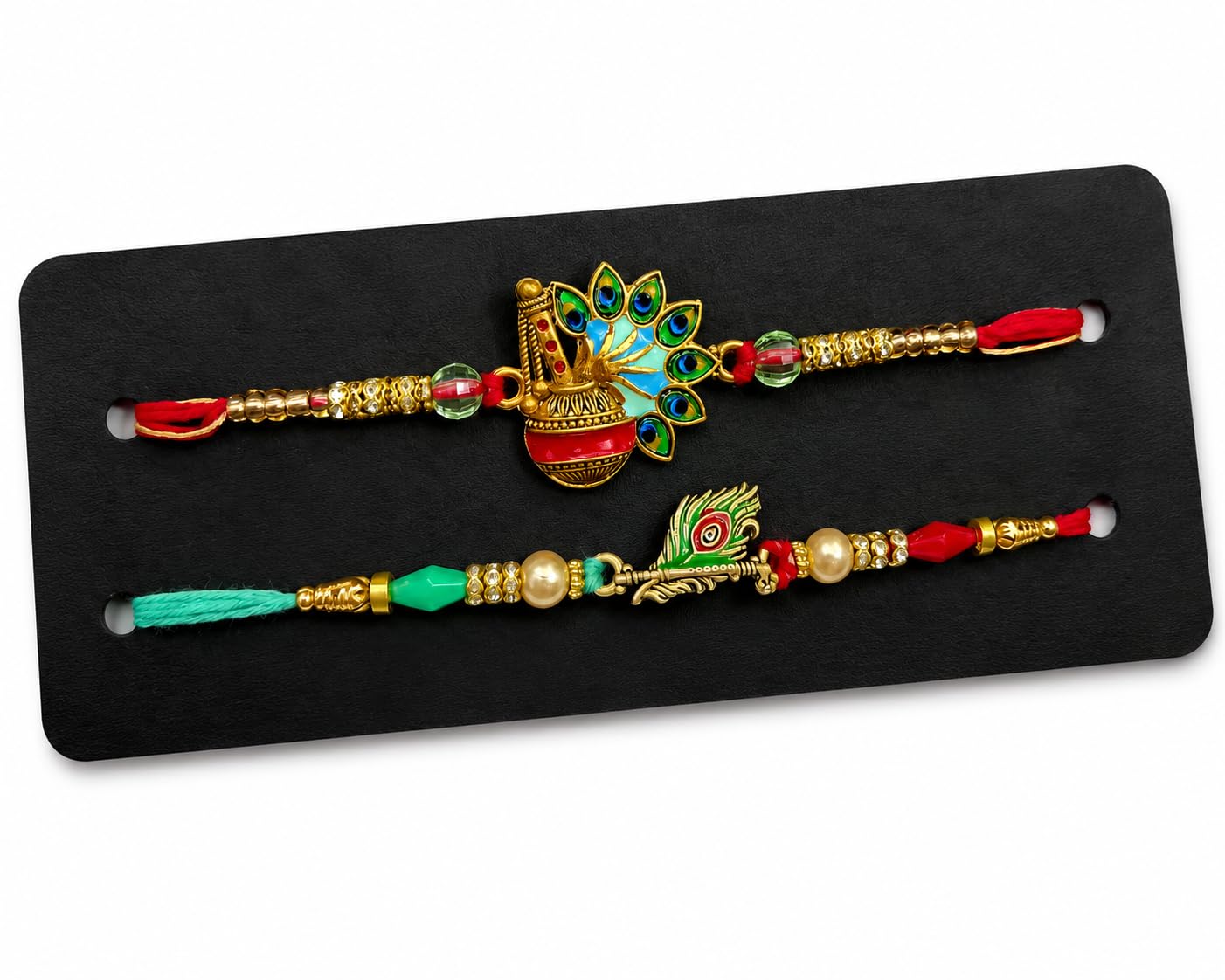 kamak Rakhi for Brother Pack of 2 | Premium Designer Rakhi Combo | Handmade Fancy Pearl Beads Religious | Raksha Bandhan Festival Gift for Bhai-picture-5