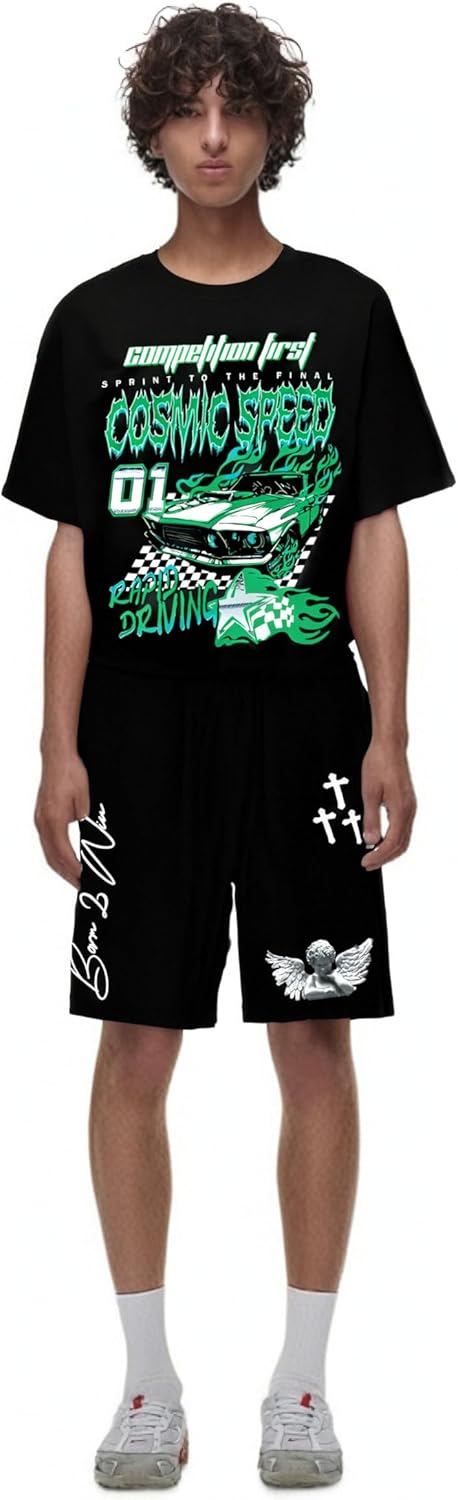 GORGLITTER Men's Designer Graphic Shorts Drawstring Waist Cool Track Gym Running Workout Shorts - Image 5