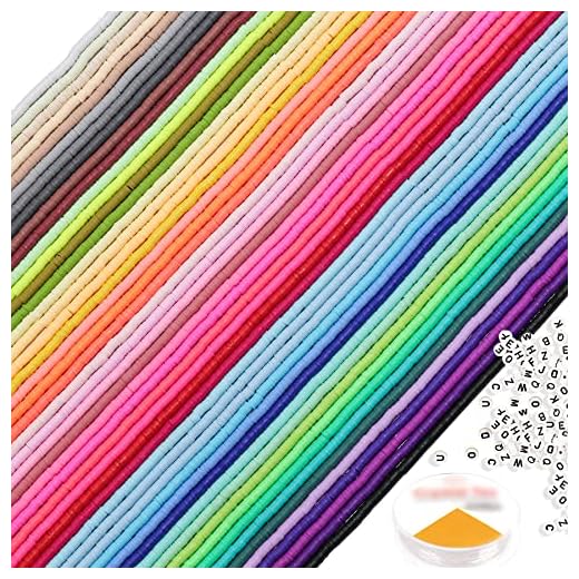 18500 Pcs 48 Strands Clay Beads Polymer Clay Heishi Beads Flat Round Disc Beads and Alphabet Letter Beads for Bracelet Jewelry Making DIY Necklace Earrings, 48 Colors 6mm