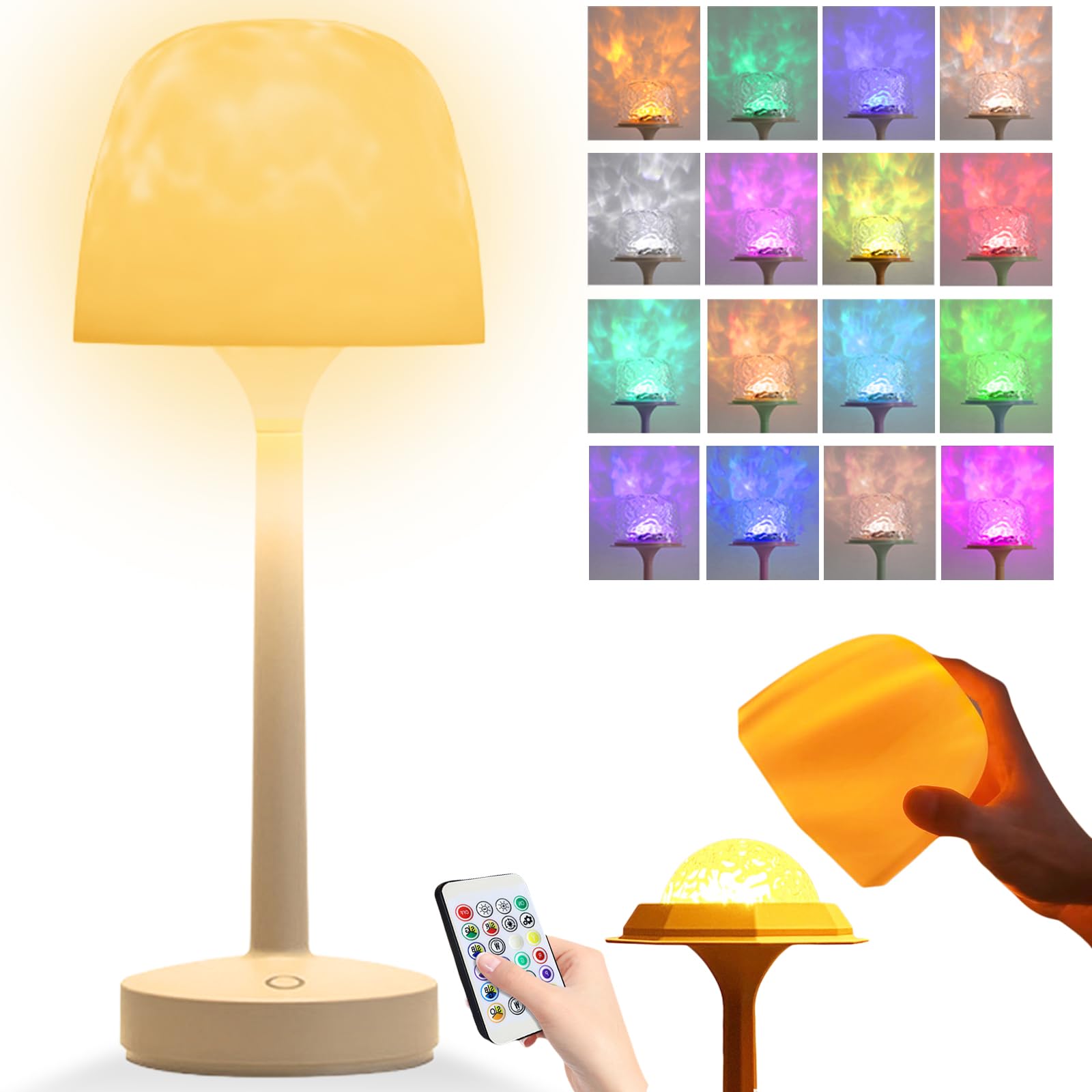 GBKDQQ Lampe de Douche SPA Étanche, Projecteur de Lumière avec 16 Couleurs d'Aurores Boréales, Télécommande, Batterie Rechargeable, pour Salle de Bain, Chambre et Salon
